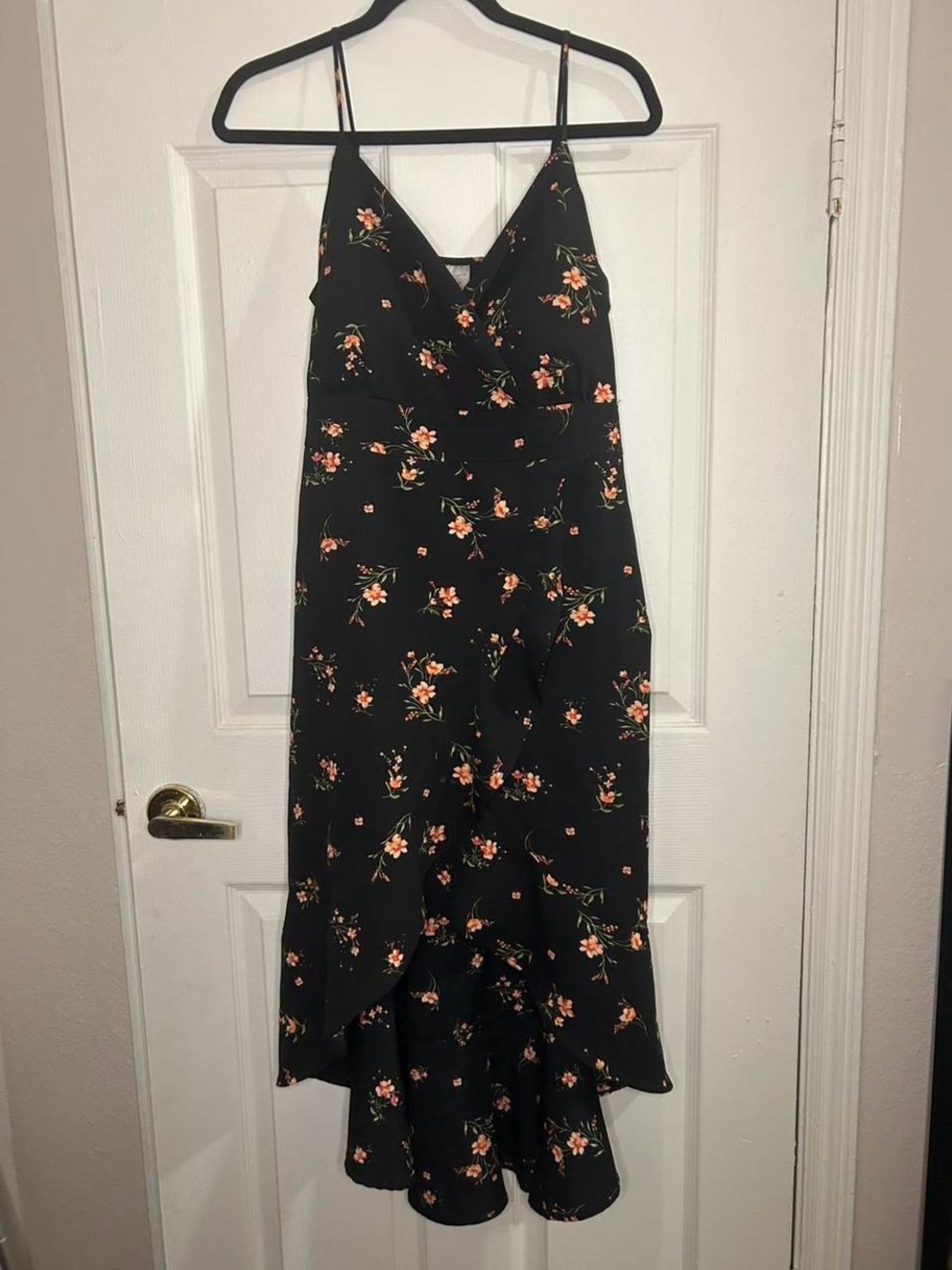 No Boundaries Black Floral Spaghetti Strap Dress